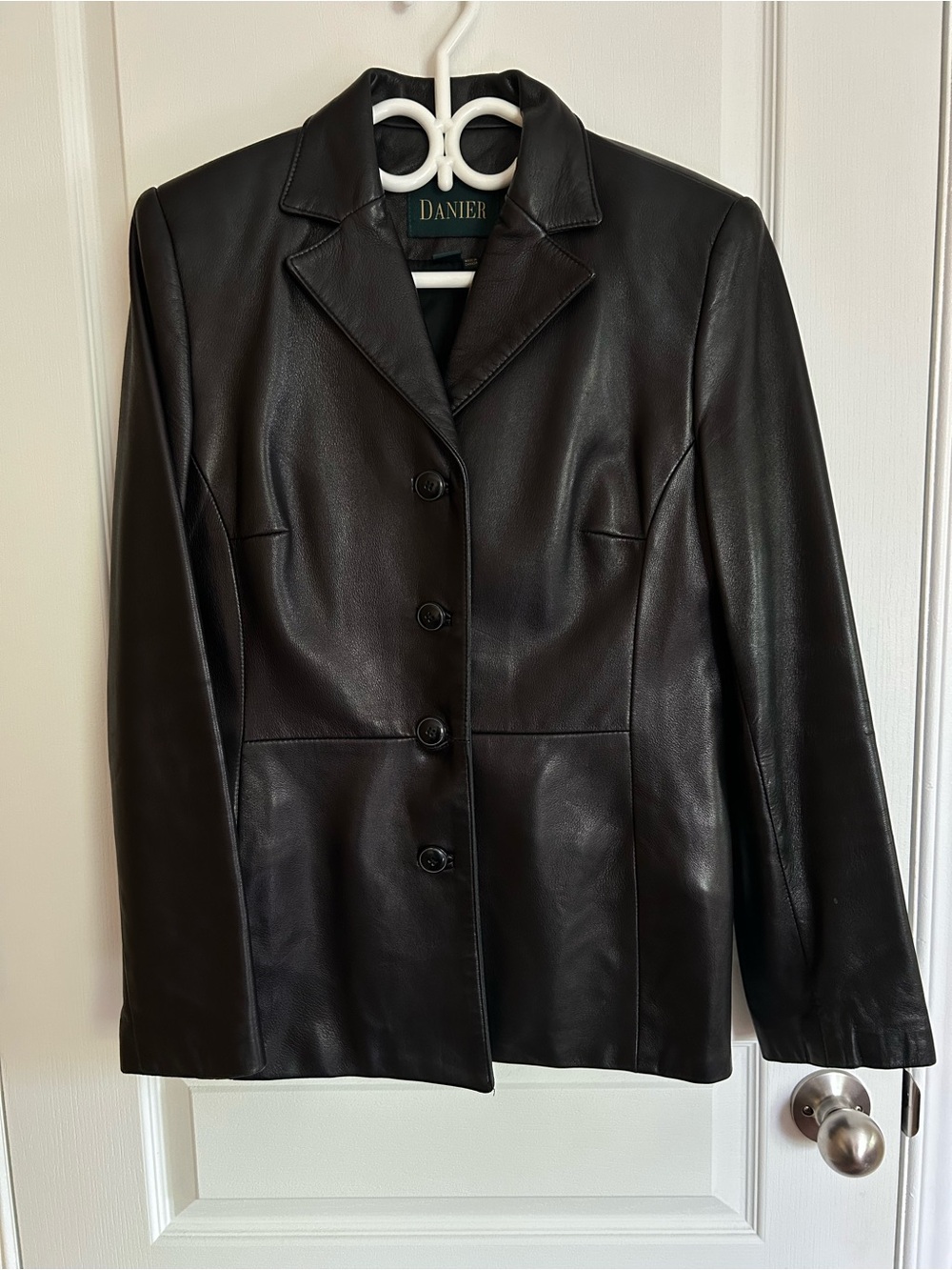 Danier Black Women's Leather Button-Front Blazer Jacket